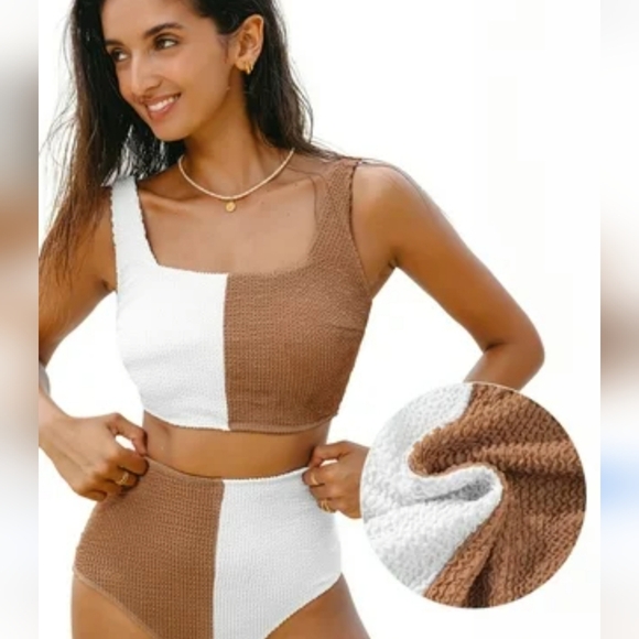Other - Two-Tone Brown and White Bikini Set